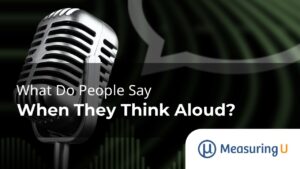 A microphone and speech bubble with text: What Do People Say When They Think Aloud?