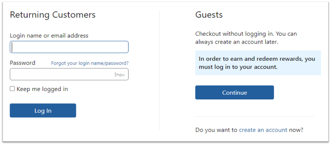 Screenshots of Office Depot. Office Depot pauses users in the checkout process to have users sign into their account. This delay presents an extra hurdle for users who don’t have an account and don’t fully read the page to see the guest checkout section.