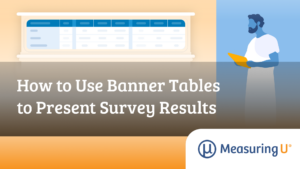 Feature image showing a researcher using banner table to present survey results