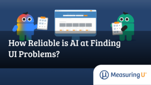 Feature image showing two AI robots, each holding a clipboard with a UI problems list