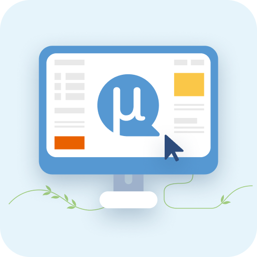 Icon with desktop and MUiQ software logo